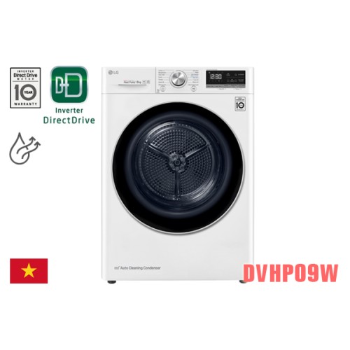 Máy sấy bơm nhiệt LG Dual Inverter 9 Kg DVHP09W Máy sấy bơm nhiệt LG Dual Inverter 9 Kg DVHP09W